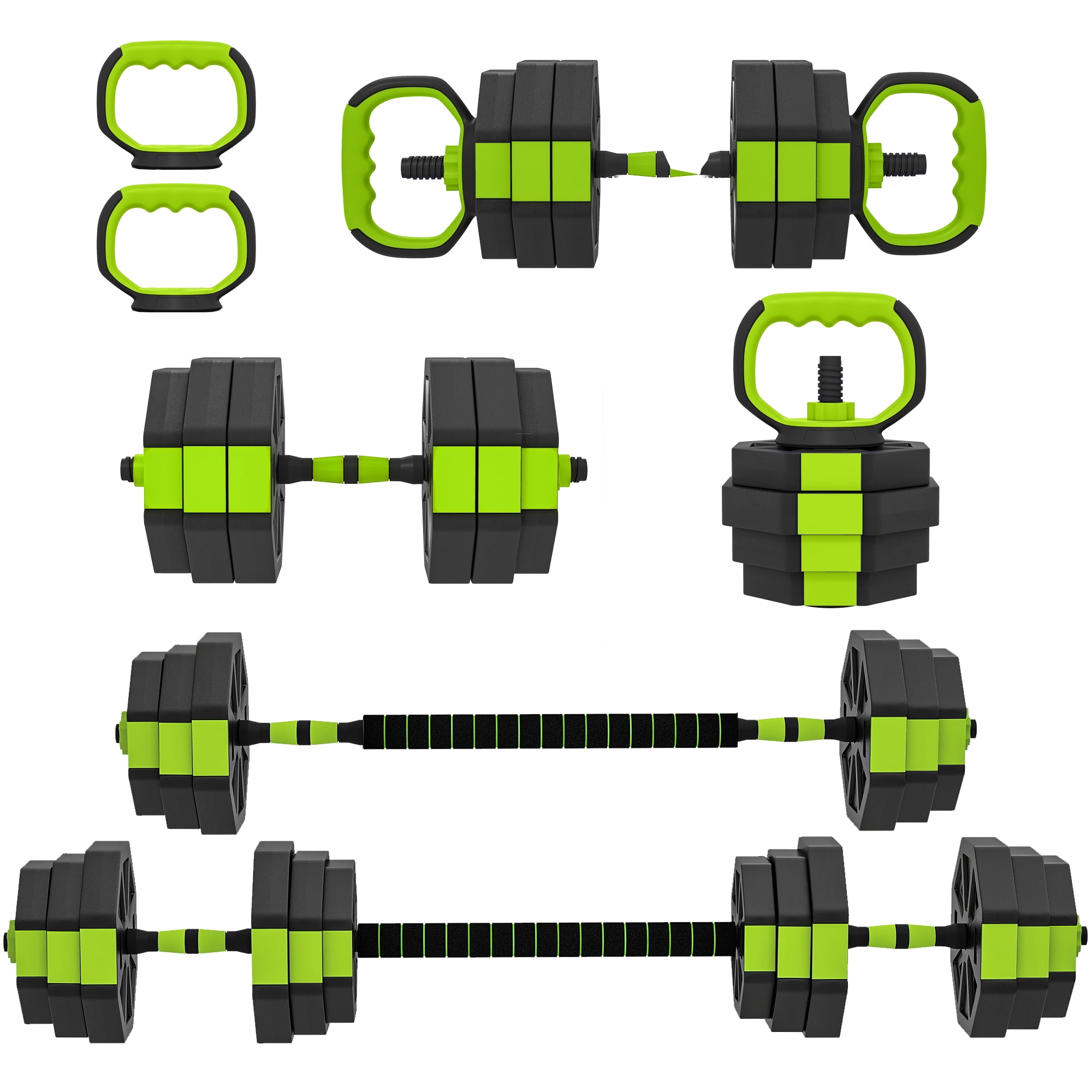 Soozier 6-in-1 Adjustable Dumbbell Set, 55lbs Free Weights Set, Green