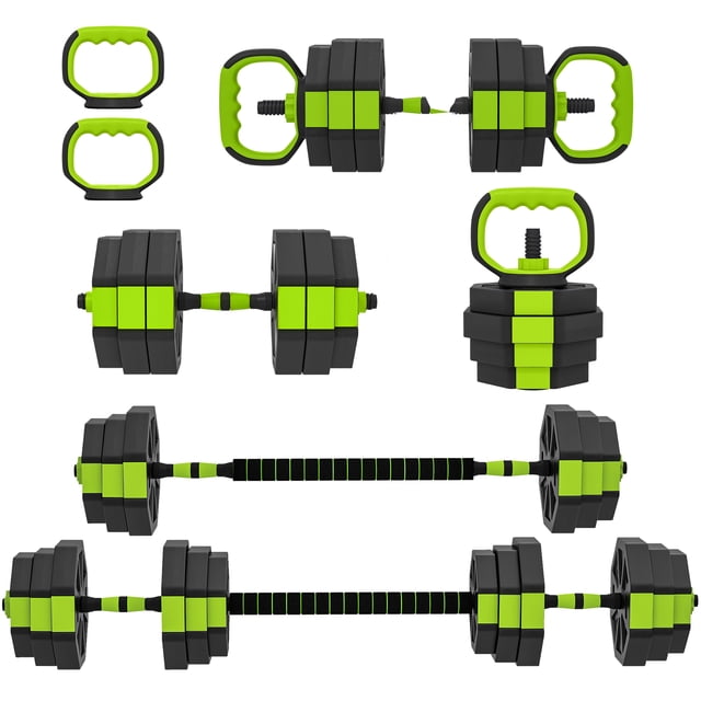 Soozier 6-in-1 Adjustable Dumbbell Set, 55lbs Free Weights Set, Green