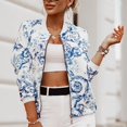 thumbnail image 2 of BYHONG Manteau Court Imprimé à Manches Longues Ajusté pour Femmes, Automne et Hiver, Petit Manteau, Manteaux pour Femmes, Manteau pour Femme Bleu G, 2 of 8