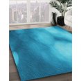 thumbnail image 3 of Ahgly Company Tapis d'Intérieur Lavable à la Machine, Carré, Transitionnel, Bleu, Tapis de Zone, 6 Pieds Carré, 3 of 7