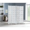 thumbnail image 1 of Roundhill Furniture Quarterfoil Infused Diamond Design 4-Panel Room Divider, Silver, 1 of 5