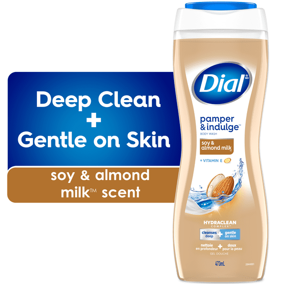 Dial Soy and Almond Milk Hydrating Body Wash, 473ml, Dermatologist Tested, Free from Silicones, Parabens, Phthalates, SLS