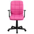 thumbnail image 4 of Pemberly Row Mid Back Quilted Office Swivel Chair with Arms in Pink, 4 of 6