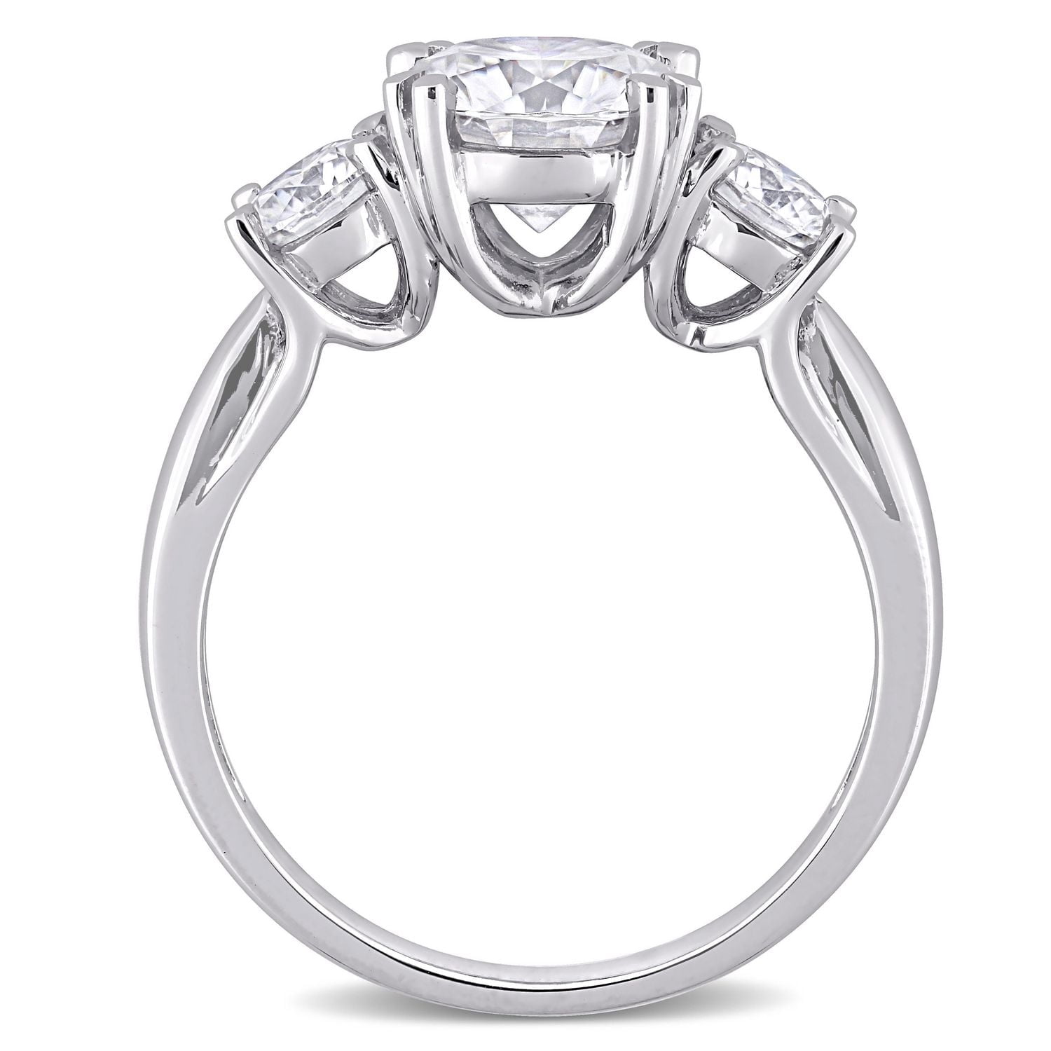 Bague de fiançailles Miabella a 3 pierres en or blanc 10K avec moissanite 2-1/2 carats p.g.t.