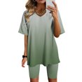 thumbnail image 1 of Ensembles Assortis pour Femmes Mode Blouse à Col en V T-Shirts à Manches Courtes Shorts Ensembles de Tenue Décontractée Ensembles Assortis pour Femmes Été en Liquidation, 1 of 4