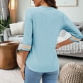 thumbnail image 4 of HVOBTTY Womens Long Sleeve Comfty Shirts, Womens Casual Solid Suit Jacket Light Blue, XXXL, 4 of 5