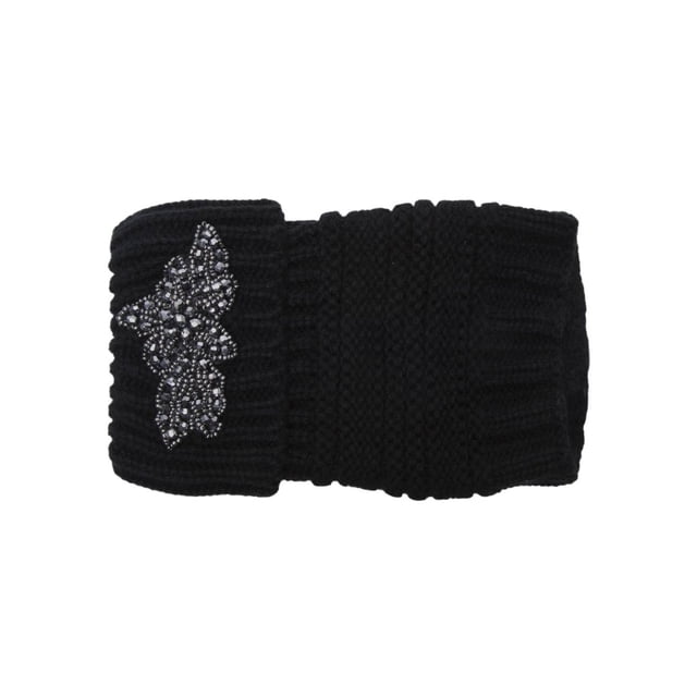 Manchettes de Bottes d'Hiver pour Femmes avec Pièce Florale - Noir/gun