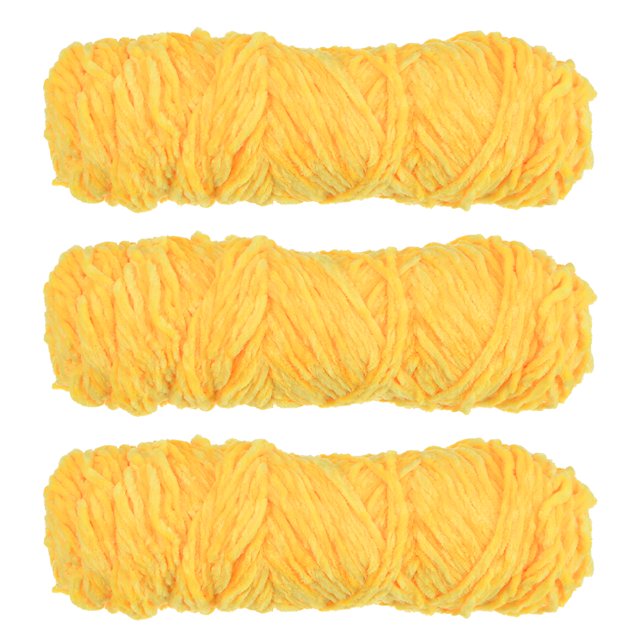Unique Bargains Fil Chenille Jaune 100 % Polyester, 3 Écheveaux. l'Image Affiche Trois Écheveaux de Fil Chenille Jaune Vif avec une texture Douce Façon Velours. Fait de 100 % Polyester, Ce Fil Est Épais, Chaud et Idéal pour des Projets d'Artisanat comme des Couvertures, des Foulards et des Jouets. Chaque Écheveau Pèse 100 g (3,5 Oz) et Mesure 131 Verges de Longueur. le Fil Est durable, Résistant à la Décoloration, au Rétrécissement et aux Plis après Lavage.