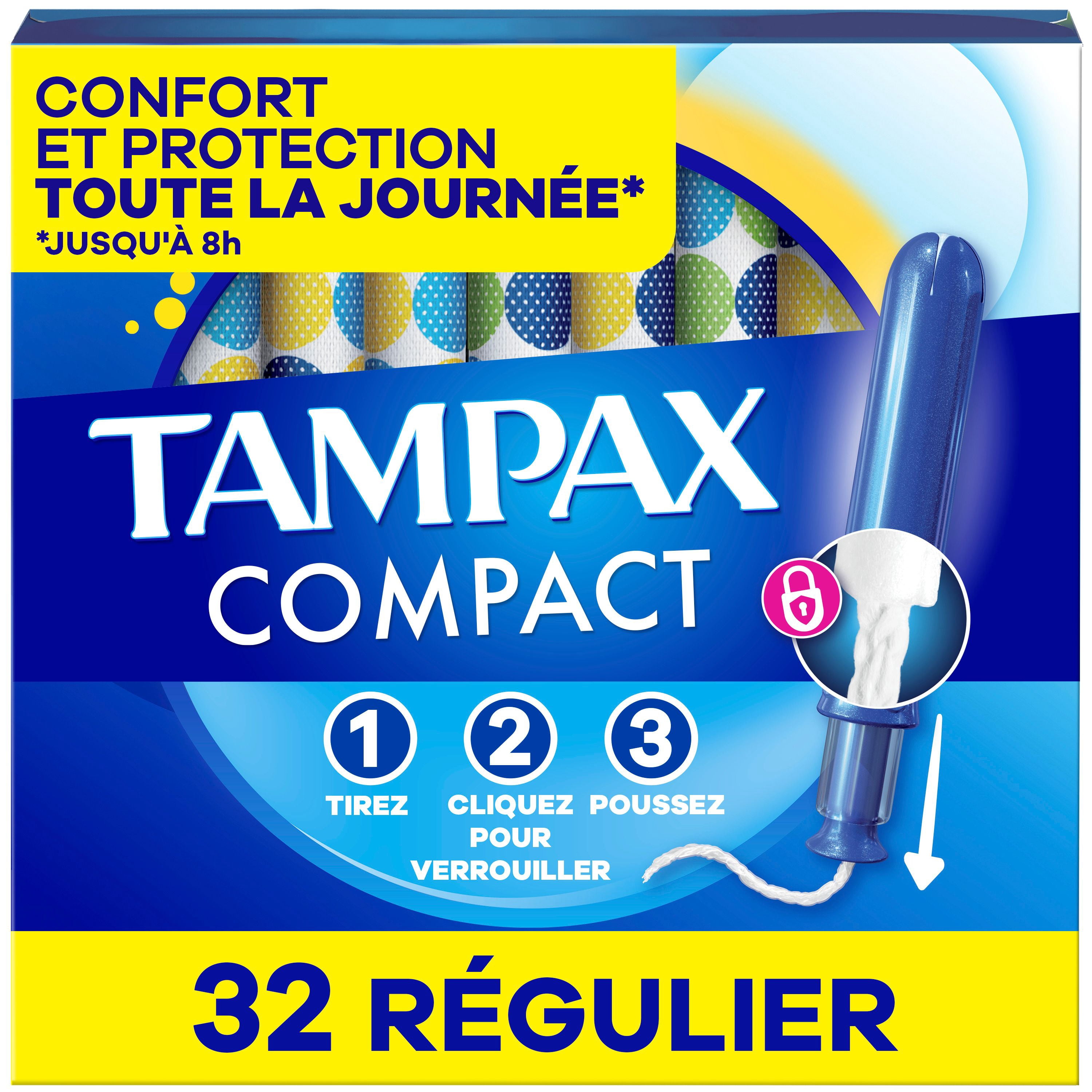 Tampax Tampons Compact Pearl, avec Tresse LeakGuard & Applicateur Extensible, Absorption Régulière, Applicateur Extensible Compact, Sans Parfum