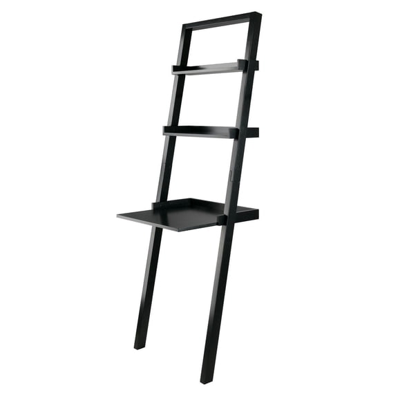 Winsome Bellamy Leaning Desk with 2 Shelves in Black