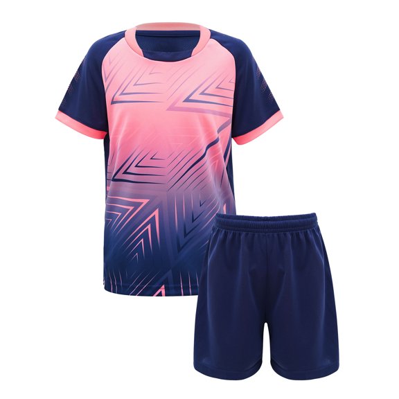 Alvivi Ensemble de Sport 2 Pcs pour Garçons, T-Shirt de Basketball Soccer avec Short, Survêtement d'Été Bleu Marine 11-12