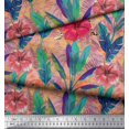 thumbnail image 2 of Soimoi Poly Georgette Fabric Leopard,Tropical Leaves & Floral Decor Fabric Printed Yard 52 Inch Wide, 2 of 3