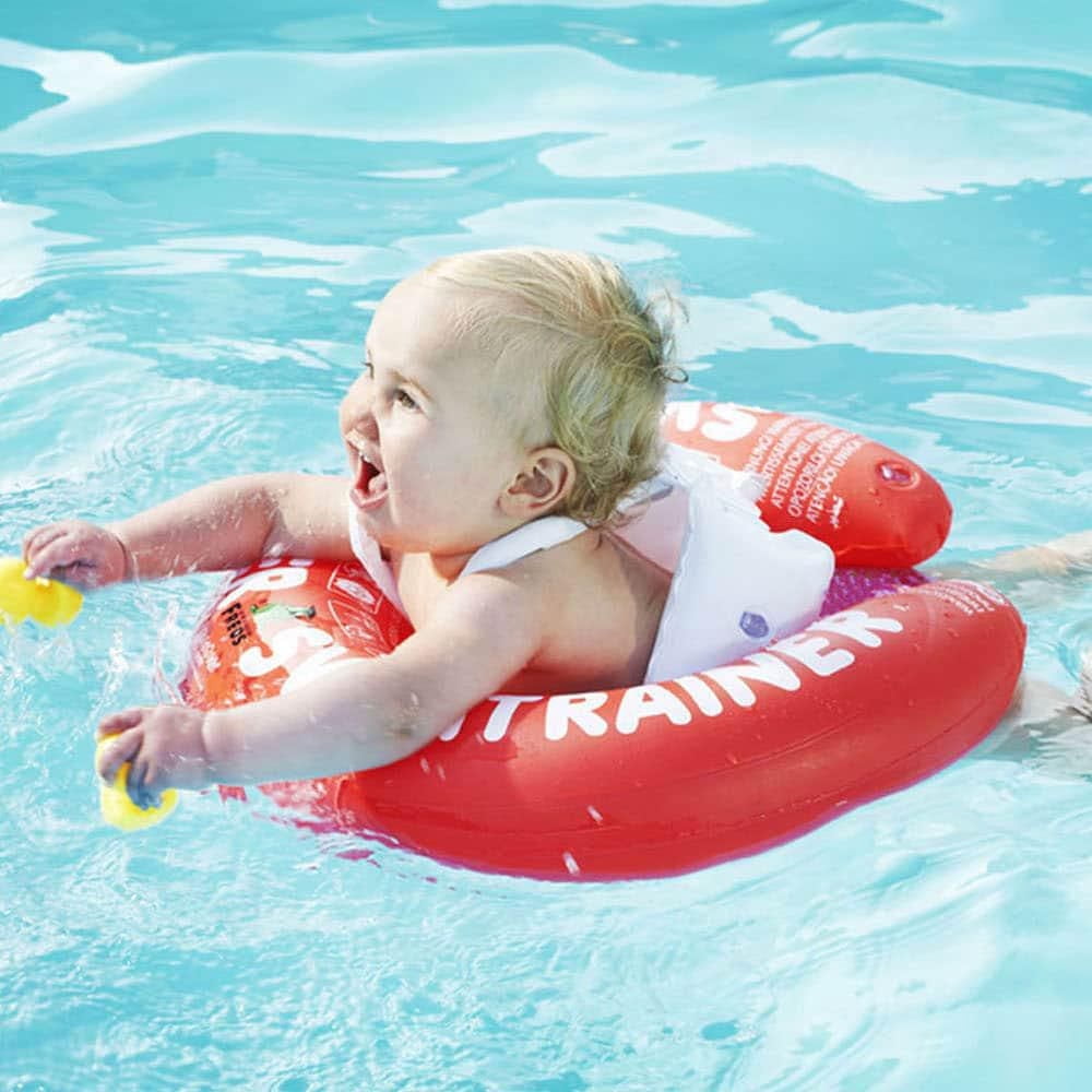 FREDS SWIM ACADEMY SWIMTRAINER Classic Rouge, Bouée de Piscine pour Bébés et Tout-Petits, de 3 Mois à 4 Ans (13-40 lb) 18 Pouces- 24 Pouces de Tour de Taille Ajustable Aide pour Apprendre à Nager en Toute Sécurité