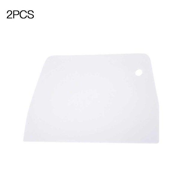 2pcs Cake Scraper Cookie Biscuit Dough Spatula Chopper PP Plastic Baking Scraper Kitchen Bakery Tool, White