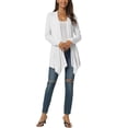 thumbnail image 2 of INSPIRE CHIC Women's Spring Fall Draped Open Front Casual Long Sleeve Lightweight Cardigan XL White, 2 of 6