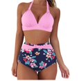 thumbnail image 1 of Womens Two Piece Swimsuits Halter Neck Top High Waisted Bathing Suits Tummy Control Bikini Swimwear, 1 of 4