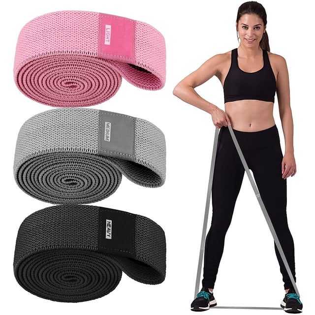 Bandes de résistance longues, bandes d'assistance de traction en tissu 3 Pack, large bande élastique pour l'exercice, ensemble de boucles de fitness pour le squat de hanche jambes & Formation au poids