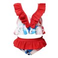 thumbnail image 2 of LSLJS Toddler Kids Baby Girls Summer Ruffled High Waist Bikini Print Split Swimsuit, Baby Swimwear, 2 of 9