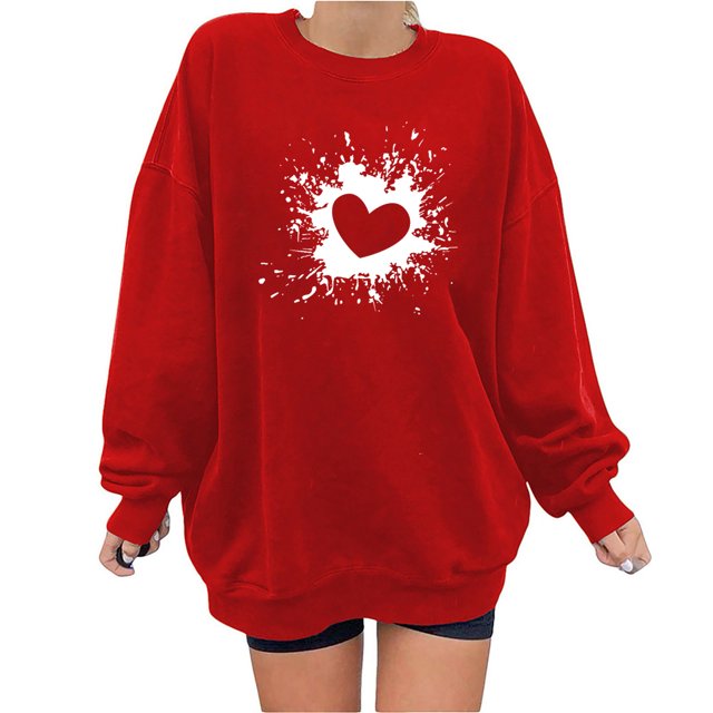 2023 Chandail à Capuchon Surdimensionné pour Femmes Mode Automne Imprimé Blouse Ample à Manches Longues Col Rond Chandail Décontracté Hauts Chandail en Molleton Costumes Halloween/noël 50 % de Rabais Liquidation