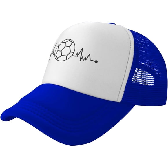 Heartbeat Soccer Ball Mesh Baseball Cap, Adjustable Trucker Hat Snapback Hiphop Cap for Men Women