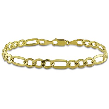 Miabella Men's 10K Yellow Gold Figaro Bracelet, 9"