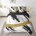 thumbnail image 2 of YST Black Grey Gold 7-Piece Comforter Set, Queen, Gradient Abstract Vintage Theme, 2 of 4