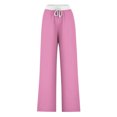 thumbnail image 4 of Pants for Women, Womens Fashionable Striped Printed Drawstring Wide Leg Pants, 4 of 4