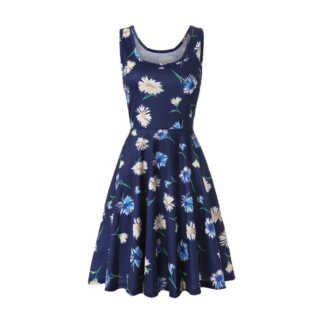 Robe Débardeur pour Femmes Été Mode Femmes Sans Manches Imprimée Col en V Ligne A Moulante Robe Débardeur Robe Longue