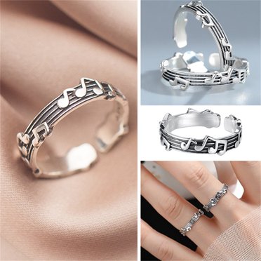 RKSTN Bagues pour Femmes Note de Musique Musique pour Femmes Fiançailles Mariage Accessoires de Bijoux Cadeau Couple pour Femmes Hommes Alliance pour Femmes
