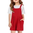 thumbnail image 1 of Wdgfv Girls Overall Shorts Kids Summer Casual Adjustable Strap Rompers Red 5-6 Years, 1 of 7