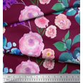 thumbnail image 2 of Soimoi Tissu en Rayonne Imprimé Feuilles et Roses par Yard 42 Pouces de Large, 2 of 3