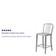 thumbnail image 2 of Commercial Grade 2 Pack 24" High Silver Metal Indoor-Outdoor Counter Height Stool with Vertical Slat Back, 2 of 9