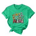 thumbnail image 2 of Meichang Mama Chemises pour Femmes Rétro à Fleurs Mama à Lettres Imprimées T-Shirt Fête des Mères Manches Courtes Col Rond T-Shirt Graphique Maman T-Shirt Décontracté Hauts, 2 of 7