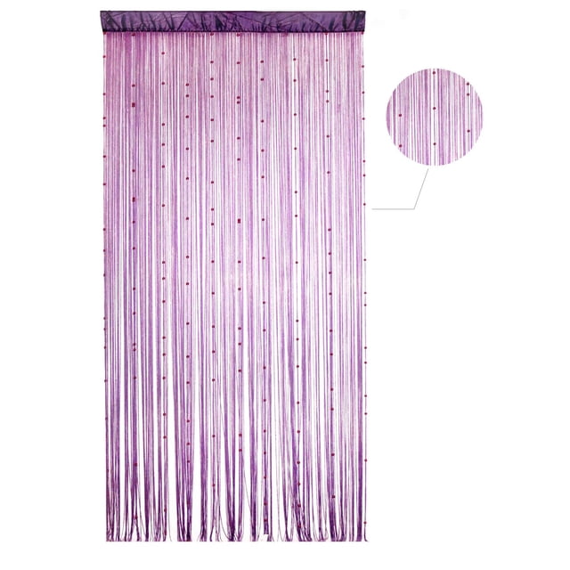 Gouchee Panneau de Poche pour Tringle à Cordon pour la Maison en Violet avec Perles Décoratives Rouges sur Brins de Franges 100 % polyester, avec un Entête de Poche pour Tringle de 4 Pouces et Mesurant 40 Pouces de Large par 96 Pouces de long par Panneau, Convient comme Séparateur de Pièce, Revêtement de Fenêtre Ou Habillage de Porte de patio.