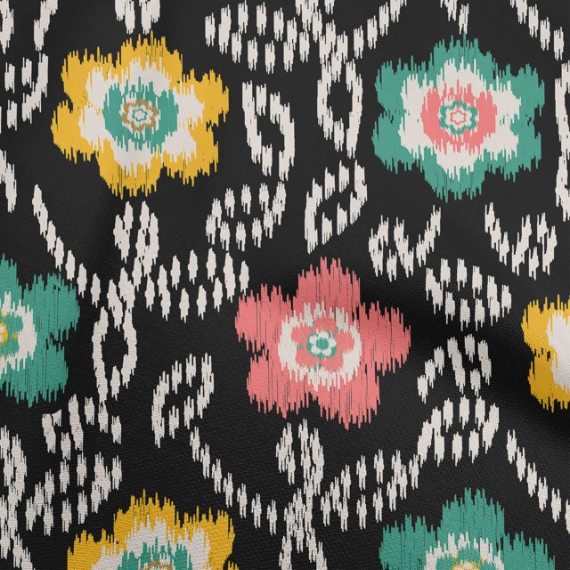 oneOone Rayon Black Fabric Floral Sewing Craft Projects Fabric Prints By Yard 56 Inch Wide