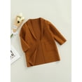thumbnail image 2 of 1-7Y Baby Girls Coat For Fall Spring Long Sleeve Open Front Lapel Cardigan With Pockets Kids Outwear, 2 of 6