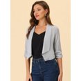 thumbnail image 2 of INSPIRE CHIC Cardigan Léger pour Femme à devant Ouvert, Manches 3/4 Froncées, Revers Châle, Gris G, 2 of 5