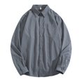 thumbnail image 1 of PMUYBHF Homme Noir Chemise Habillée pour Hommes Coupe Régulière Homme Automne Hiver Simple Décontractée Col à Revers Plage Manches Longues Vacances Plein Air Chemise de Vacances, 1 of 5
