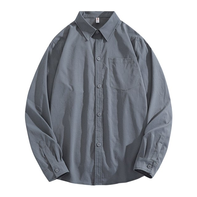 PMUYBHF Homme Noir Chemise Habillée pour Hommes Coupe Régulière Homme Automne Hiver Simple Décontractée Col à Revers Plage Manches Longues Vacances Plein Air Chemise de Vacances