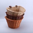 thumbnail image 3 of D Shape Wicker Children Bike Basket Detachable Front Handlebar Basket Handmade Wick Woven Bike Storage Container (Brown), 3 of 8