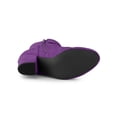 thumbnail image 3 of Unique Bargains Bottes à Talon Bloc à Bout Rond pour Femmes Bottines Cheville Violet US 10, 3 of 8