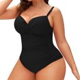 thumbnail image 2 of TXGREN Plus Size Swimsuit for Women Women Plus Size Solid Color Bikini Ruched Detail Underwire Removable Padded Cups Plus Size Bathing Suit for Women Black+4Xl, 2 of 8