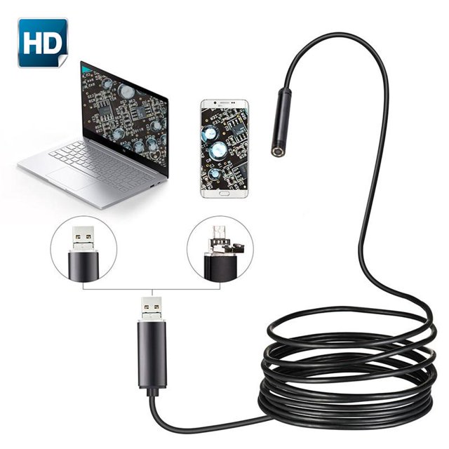 7mm 2 IN 1 USB Endoscope 480 P HD Micro Snake Camera Tube Borescope Android USB for PC Smart Phone