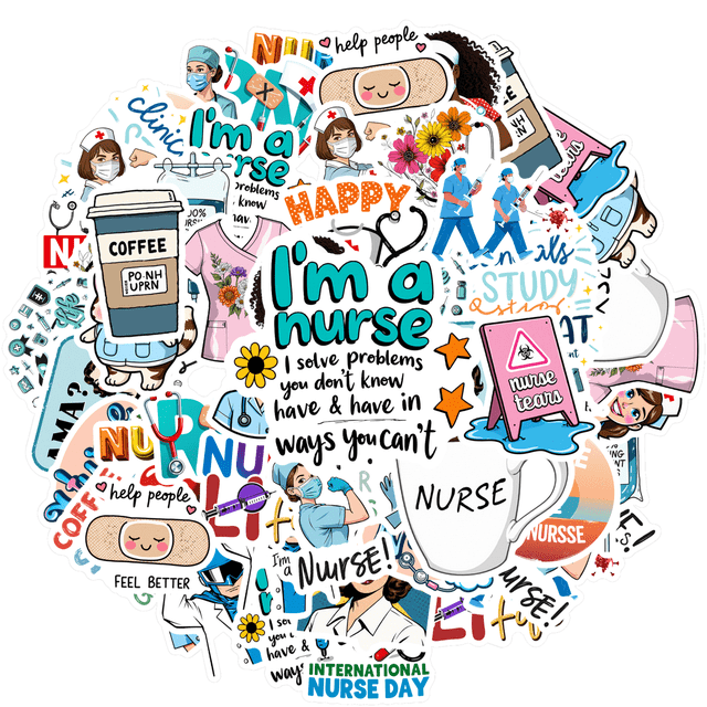YEZDIX Nurse Stickers Multicolor Waterproof Vinyl for Laptops Notebooks Suitcases
