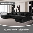 thumbnail image 3 of The Magic Home Canapé Sectionnel Modulaire en Lin en Forme de U à 4 Places, Noir, 3 of 13