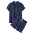 thumbnail image 3 of Veste de Costume pour Homme de Printemps Unie pour Hommes à Manches Courtes avec Col Rabattu, Haut, Short, Pantalon, Costume de Fête en Coton pour Hommes et Costume en Lin, 3 of 7