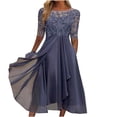thumbnail image 2 of WTXUE Robe Grande Taille, Robe Mi-Longue pour Femme en Broderie Dentelle Chiffon, Robe Simulée, Robe Violette, 1# Violet 3TG, 2 of 5