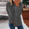 thumbnail image 2 of Chandails de Compression à Manches Longues pour Femmes Col Ras du Cou Unis Plus Chandail Surdimensionné Coupe Ample Pulls Tendance Hauts Légers pour Femmes Grande Taille Gris m, 2 of 5