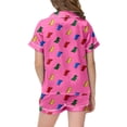 thumbnail image 3 of Floral Print Childrens Short Sleeve Button Down Pajama Set with Matching Shorts for Girls Nightwear Comfort, 3 of 3