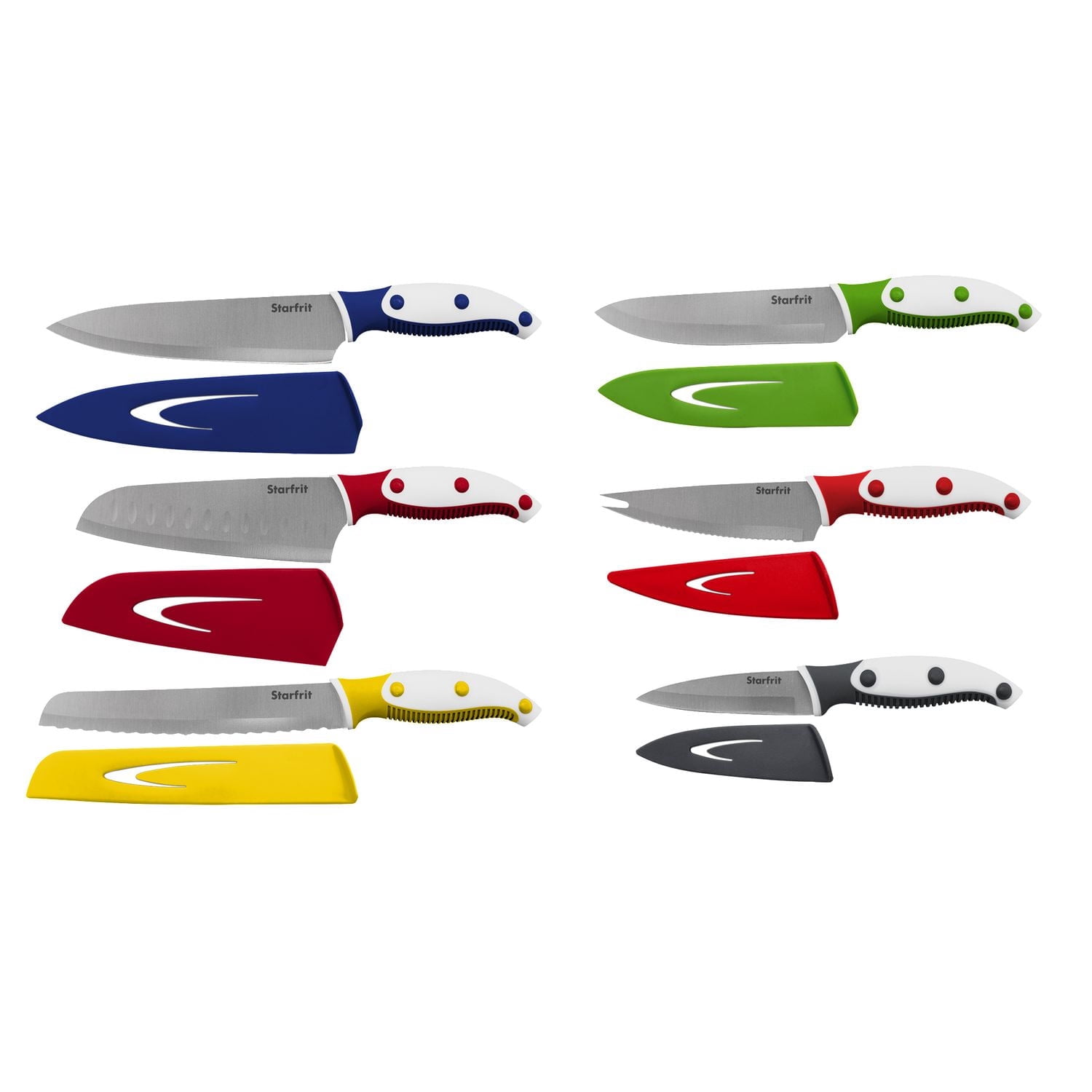 Starfrit - Set of 6 Kitchen Knives with Protector Sheath